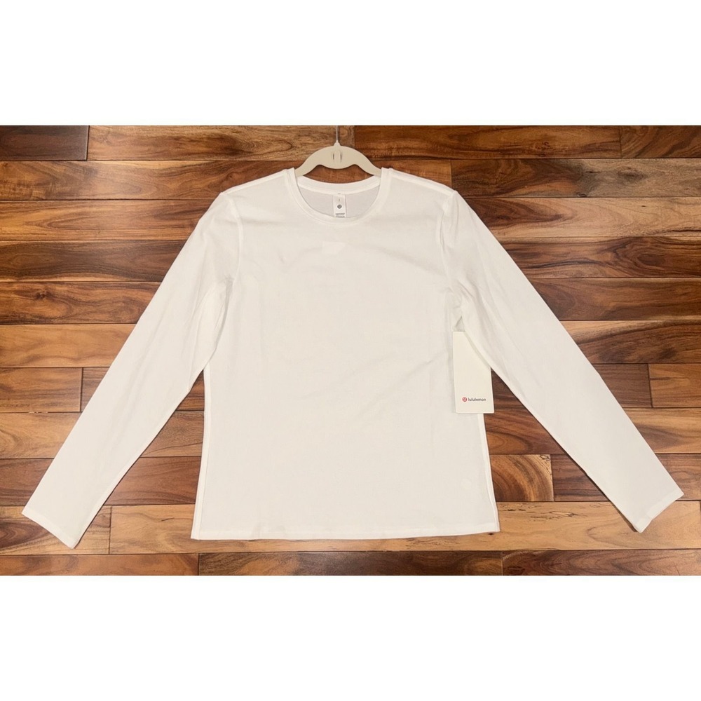 Lululemon Love Organic Cotton Crewneck Long Sleeve White Shirt LW3HS8S Size S